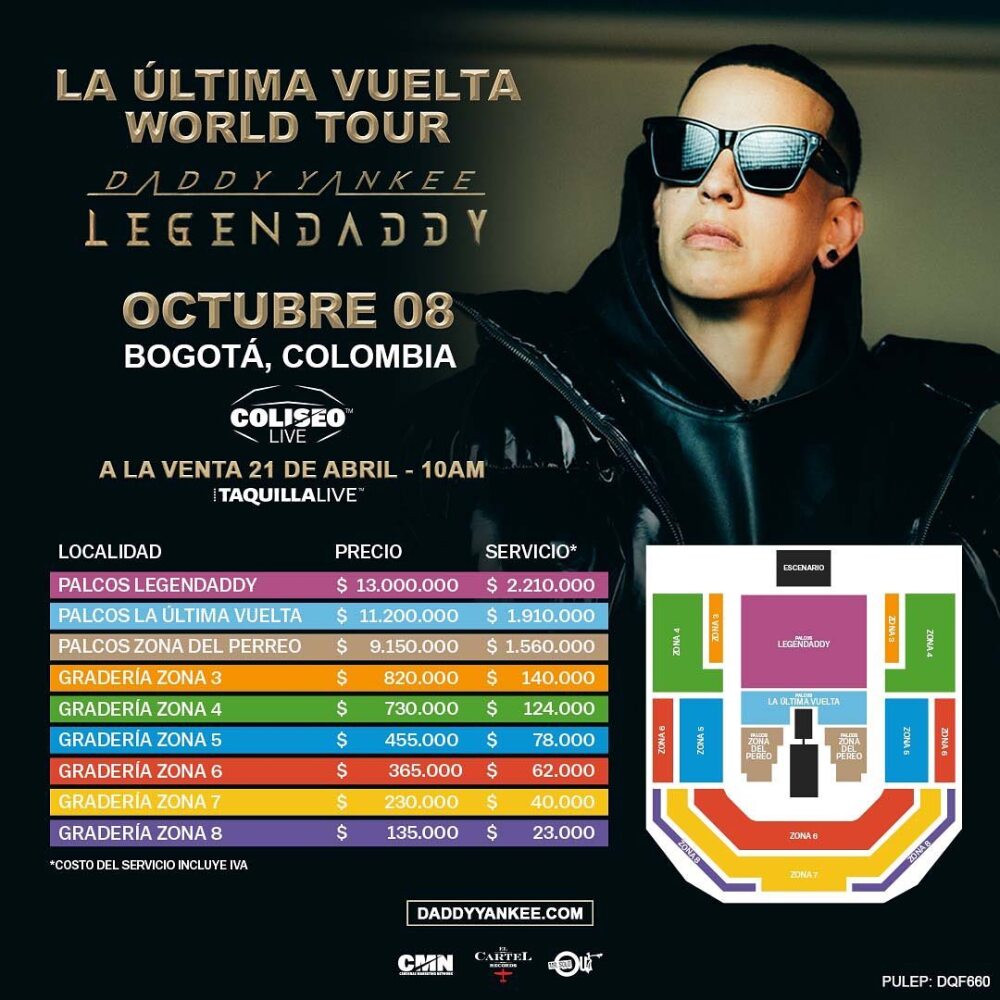 Precios boletas daddy yankee