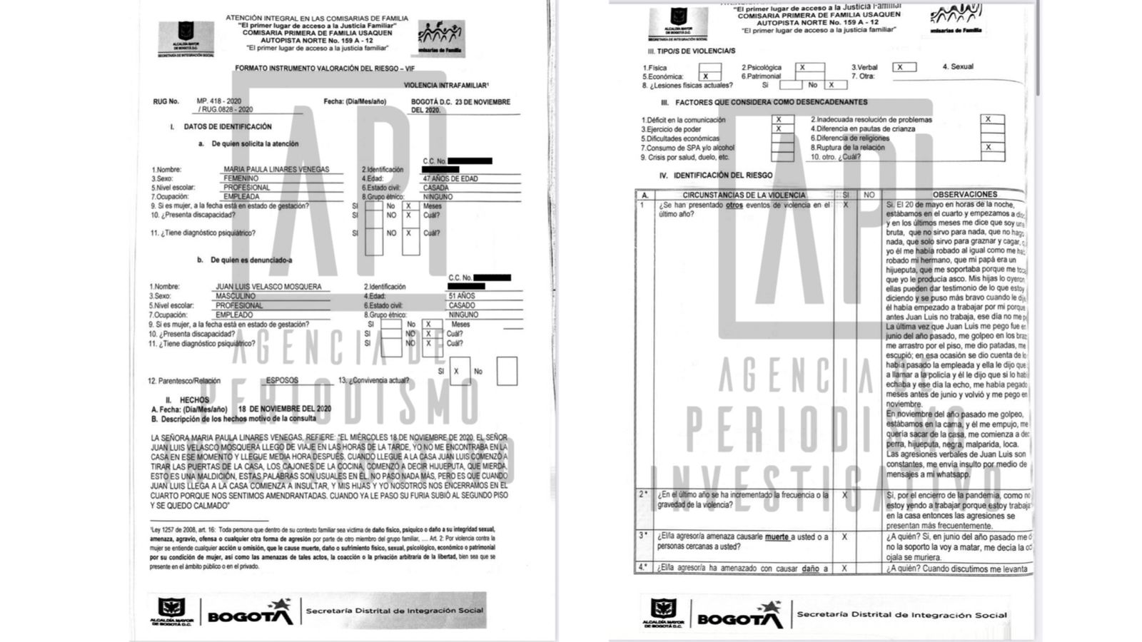 Expediente ante la Comisaría de Familia de Usaquén / Suministrada