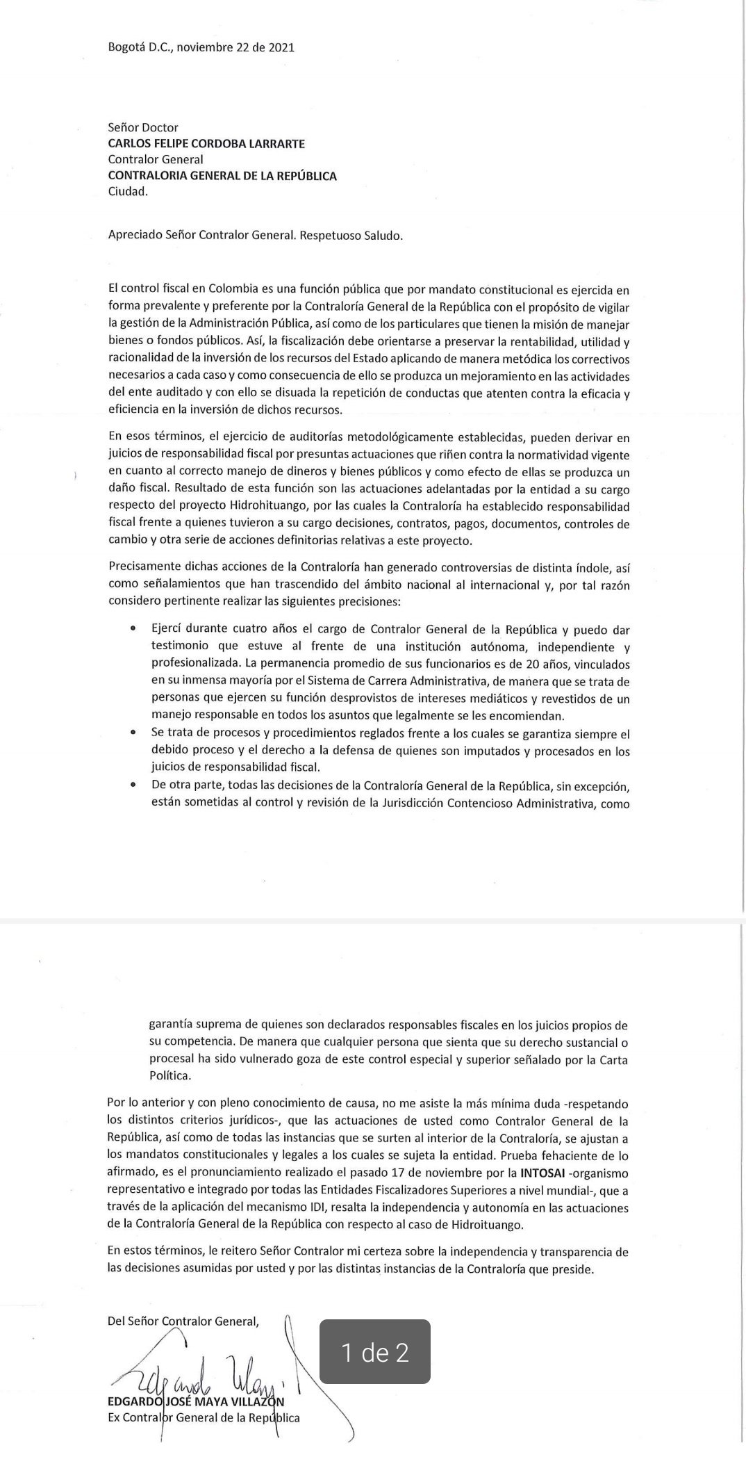 Carta Edgardo Maya