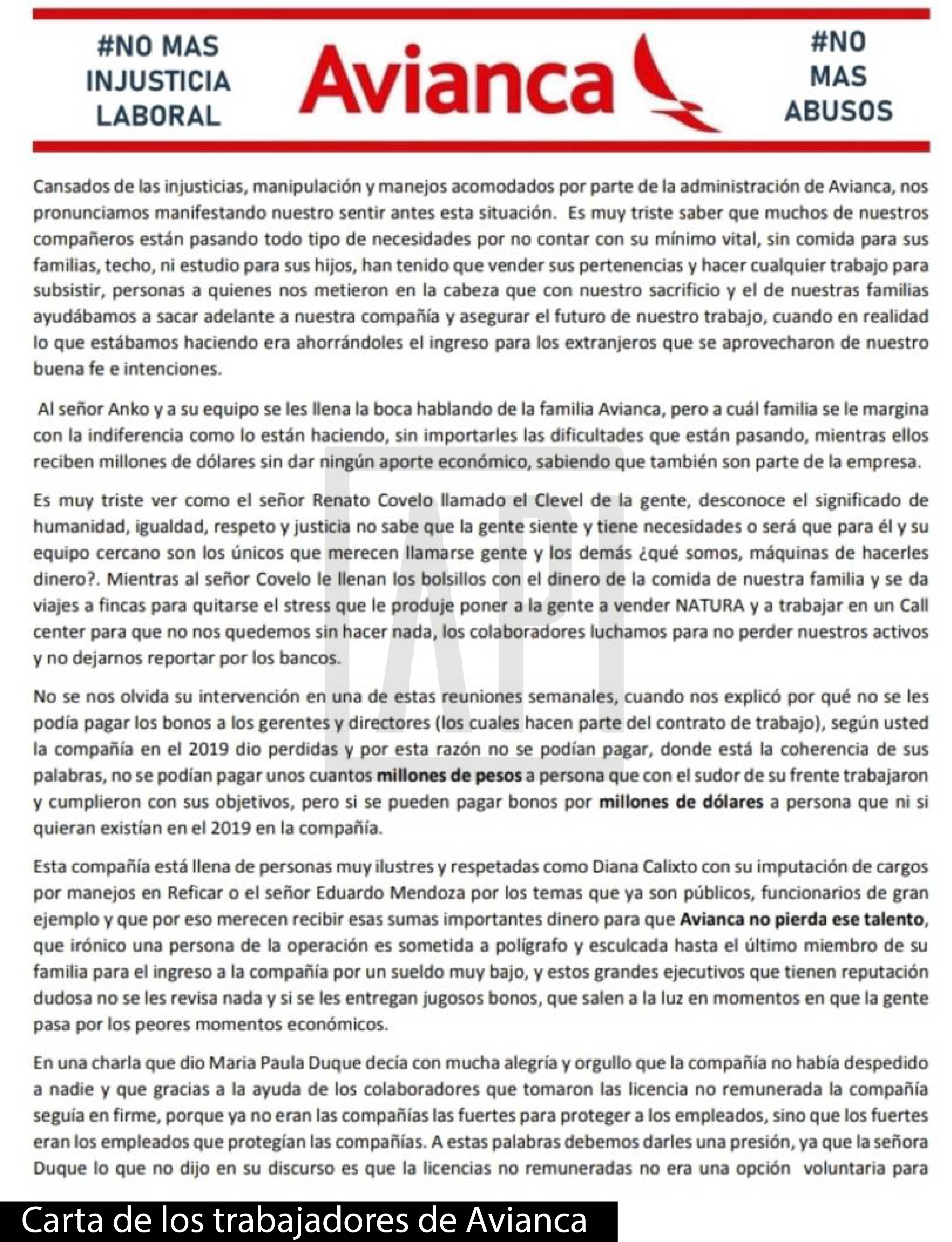 CARTA DE LOS TRABAJADORES