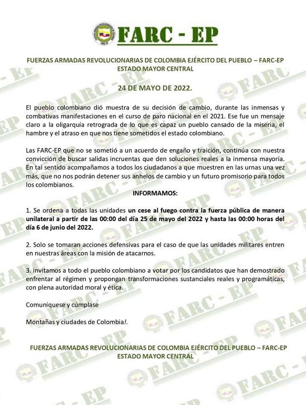 Comunicado Farc-ep