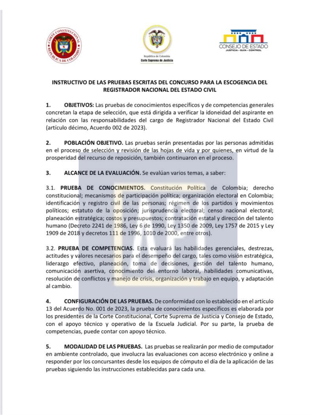 Instructivo del exámen actual para aspirar a registrador