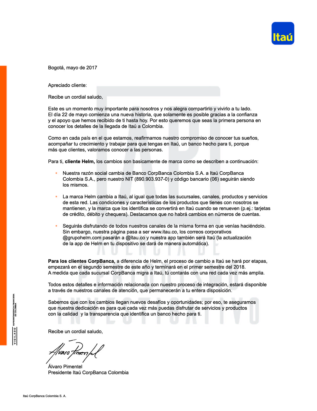 Facsimil Banco Itaú