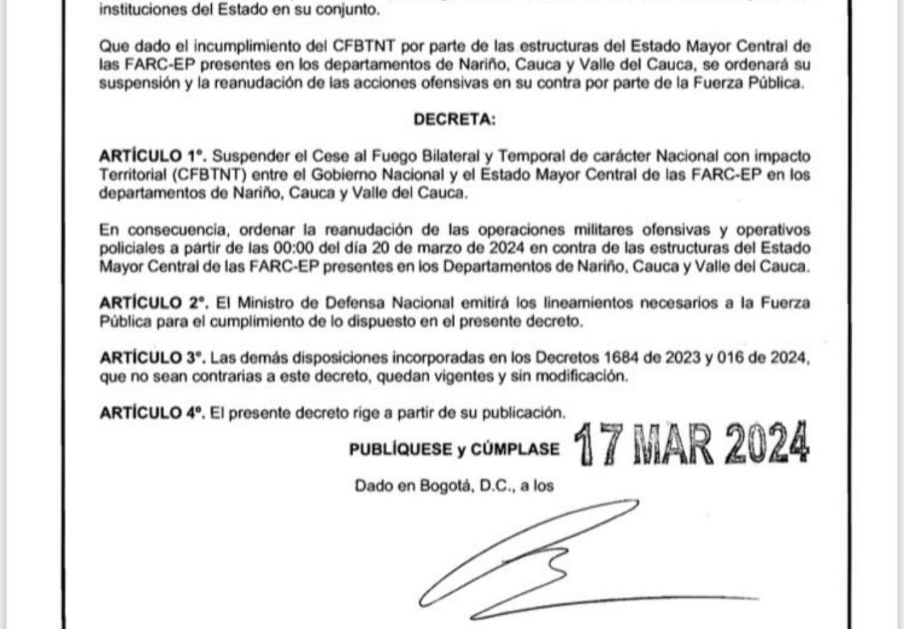 Decreto 0385, emitido el domingo 17 de marzo de 2024.