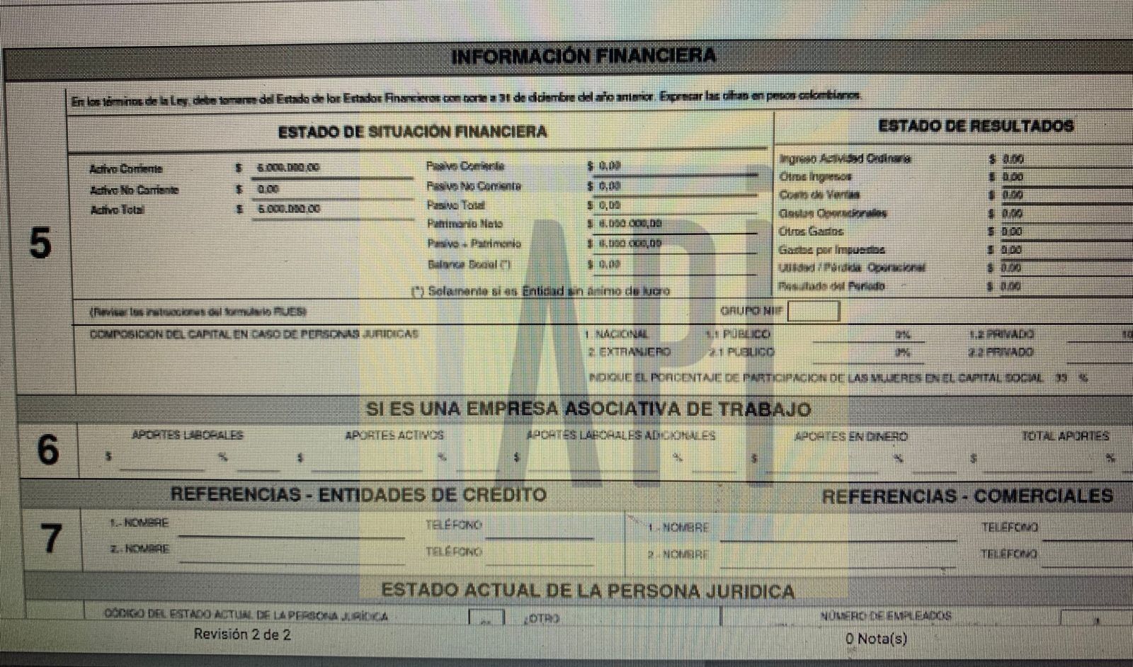 Facsímil acta de constitución de la empresa.