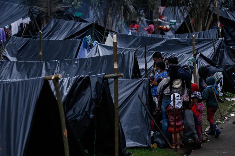 Campamento indígenas comunidad embera en el Parque Nacional de Bogotá / Foto: Colprensa