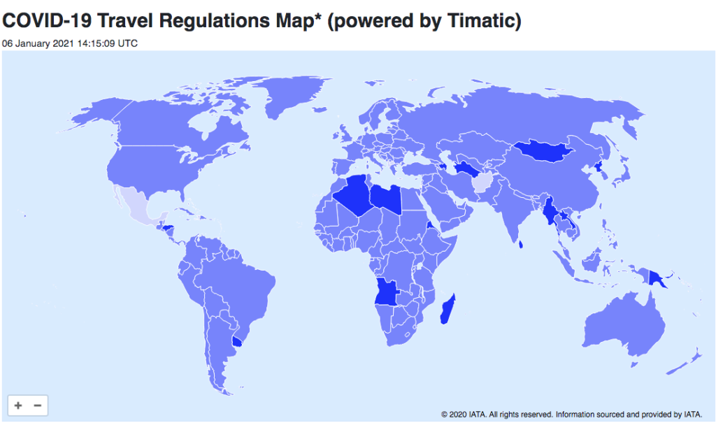 Mapa de países sin restricción