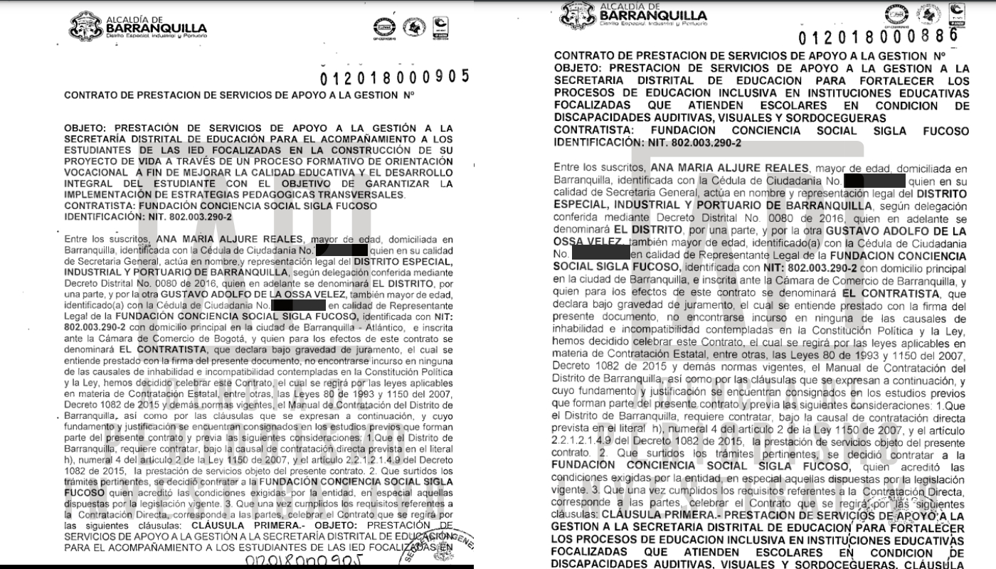 Fascisimil de los dos contratos firmados el 31 de enero