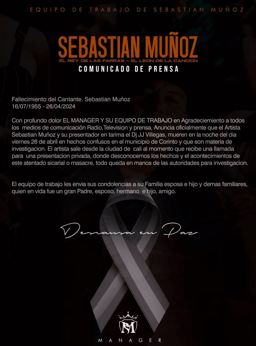 sebastian muñoz comunicado