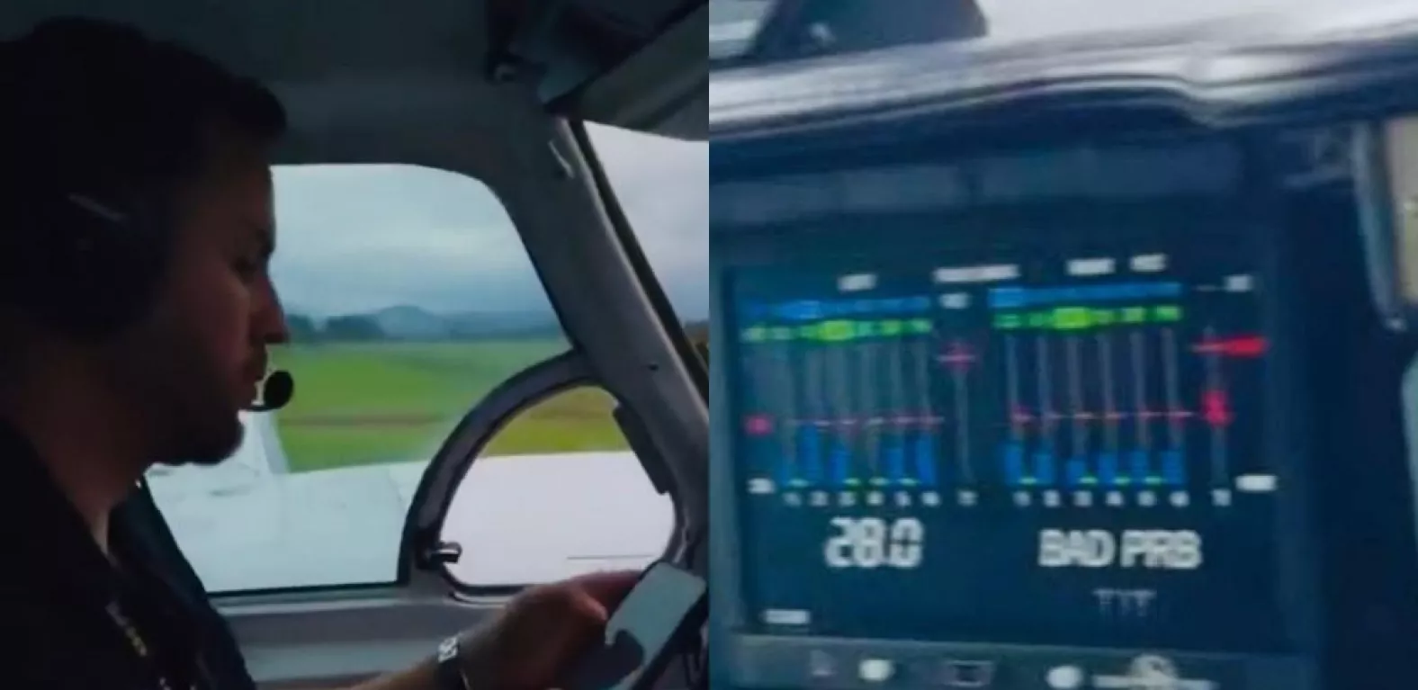 Piloto de la avioneta de Yeison Jiménez y tablero de instrumentos