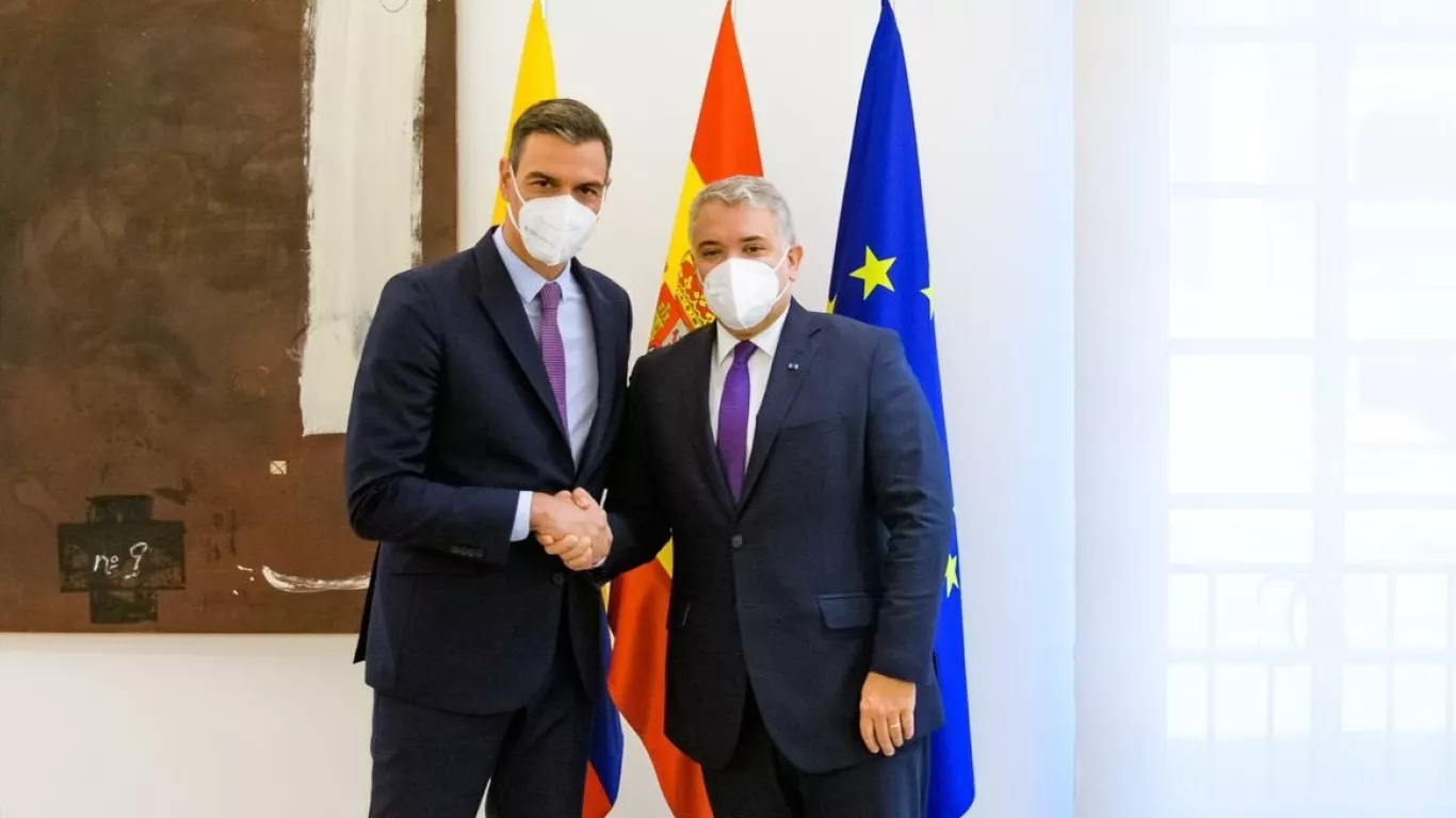 Presidente de España y Colombia, Pedro Sánchez e Iván Duque