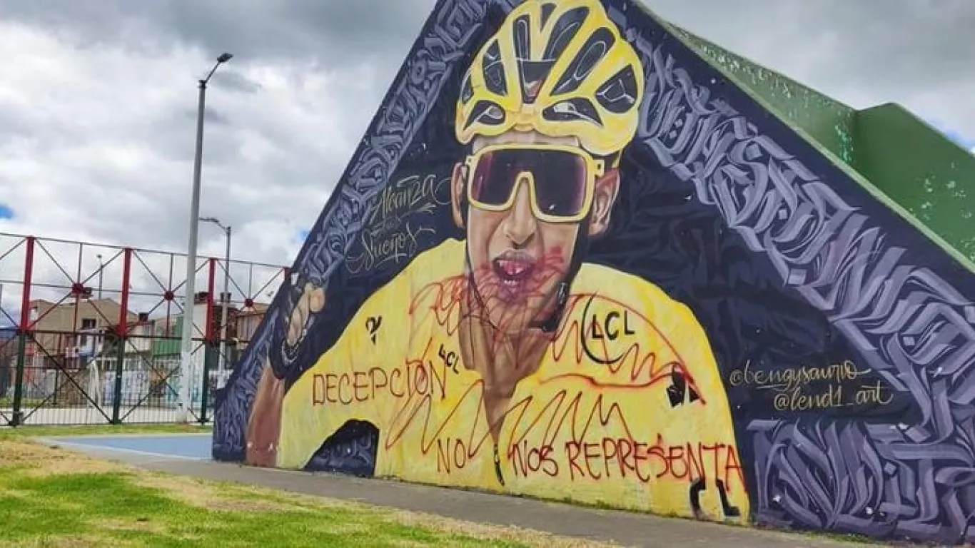 Vandalizan mural de Egan Bernal en Zipaquirá